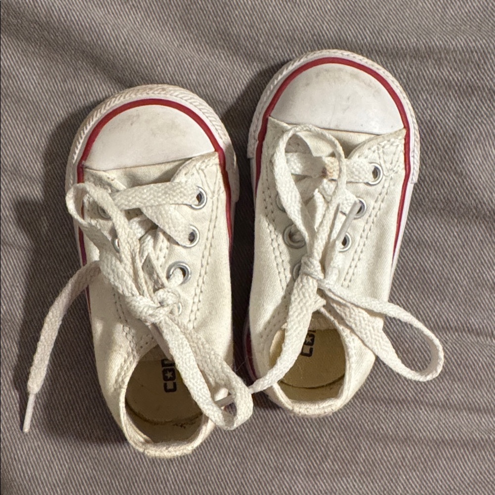 Converse All Star White Sneakers with Red Trim